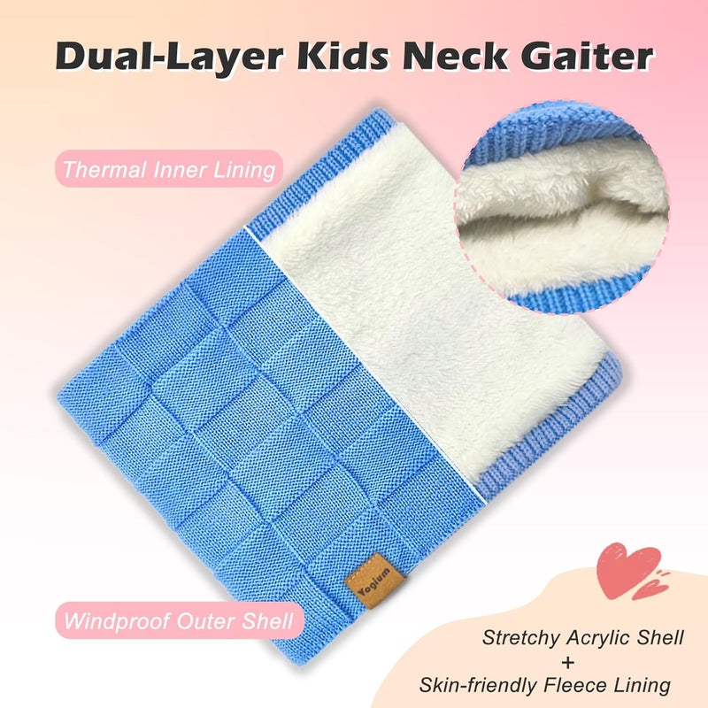 Vogium Kids Double-layer Knit Neck Warmer Gaiter | Thermal Fleece Face Cover for 6-14 Year Olds Boys Girls | Ski, Play - Image 4